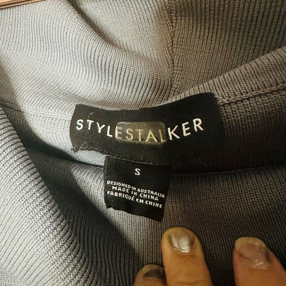 STYLESTALKER Grey Cowl Oversized Long Sleeve Short Mini Sweater Dress Size Small - Picture 7 of 7